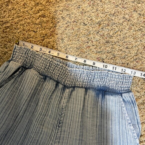 Faherty Dream Cotton Gauze Wide Leg Pant Light Indigo Wash - Picture 13 of 15